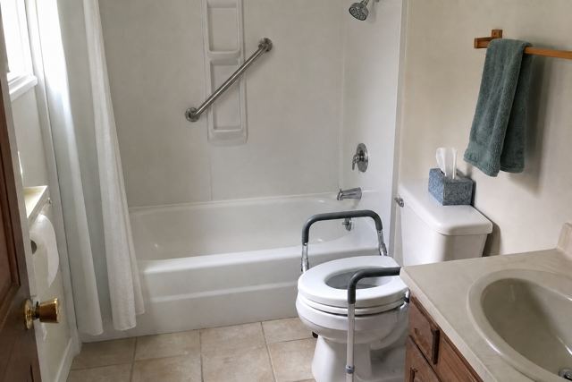 bathroom: No shower seat or handheld shower