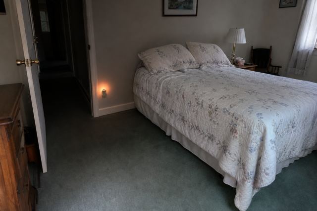 bedroom: Dark bed-to-bathroom path