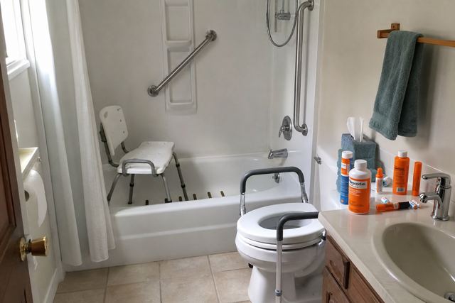bathroom: Razor and medications out on the sink