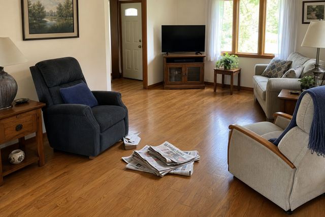 entry: Clutter piles in the walkway