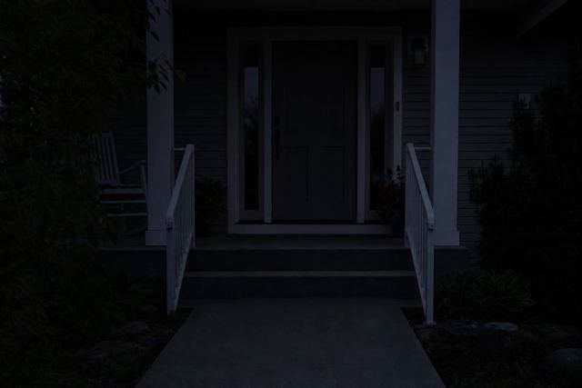 entry: Poor exterior lighting