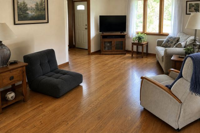 living: Low or soft seating without armrests