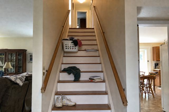 Synthetic staircase with objects left on the treads
