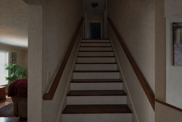 stairs: Poor stair lighting