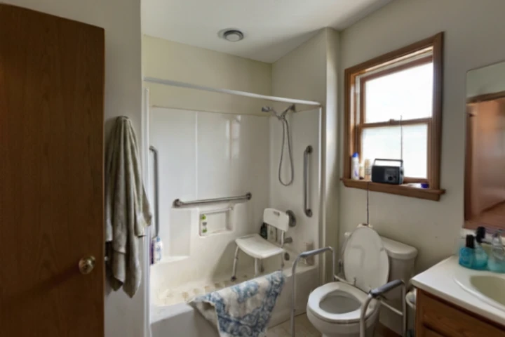 Bathroom with loose bath mat