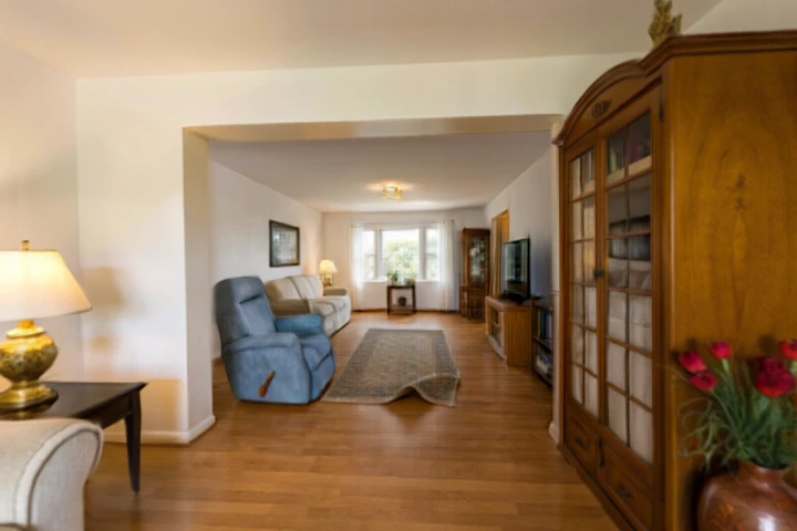 Living room rug with a lifted edge